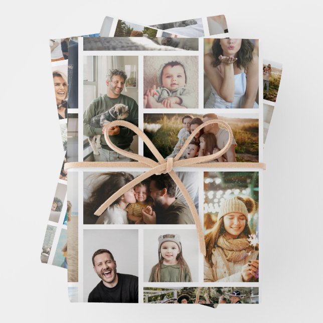 Modern Grid Photo Collage 'Create your Own' Geschenkpapier Set (Beispiel)