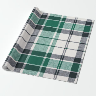Modern Grün Schwarz Grau Karomuster – Stylisch Geschenkpapier