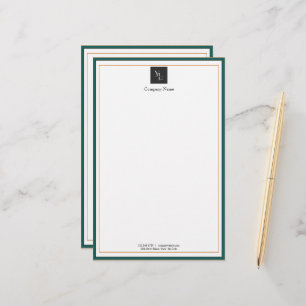 Modern Grün-Weiß-Gold mit Business-Logo Briefpapier
