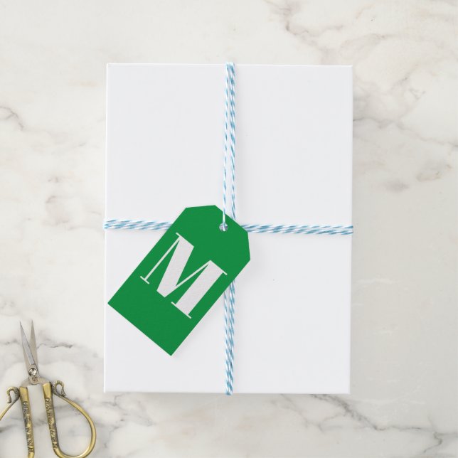 Modern, grün, weiß, kundenspezifisch, Anfangsbuchs Geschenkanhänger (Mit Garn)