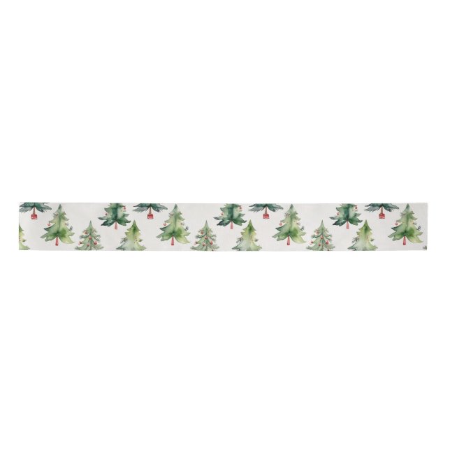 Modern grüne Weihnachtsbäume Satinband (Vorderseite)