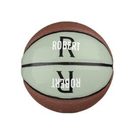 Modern grüner Monogramm-Name Basketball