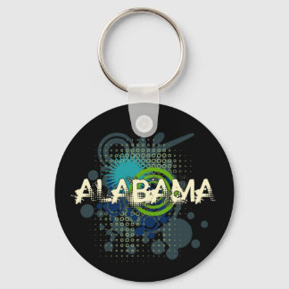Modern Grunge Halftone Alabama Keychain Dark Schlüsselanhänger
