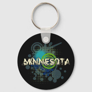 Modern Grunge Halftone Minnesota Keychain Dark Schlüsselanhänger