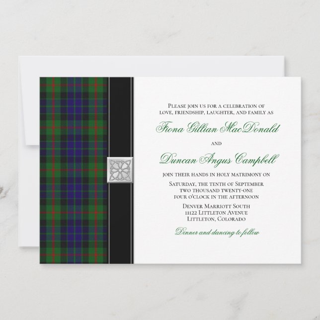 Modern Gunn Tartan Wedding Einladung (Vorderseite)