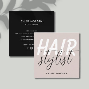 Modern haarstylistische Schrift staubig pink Quadratische Visitenkarte