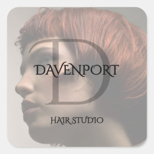 Modern Hair Studio Foto Monogramm Quadratischer Aufkleber