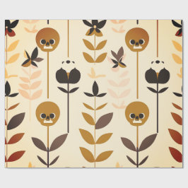 Modern Halloween Skull Floral Pattern Wrapping Pap Geschenkpapier