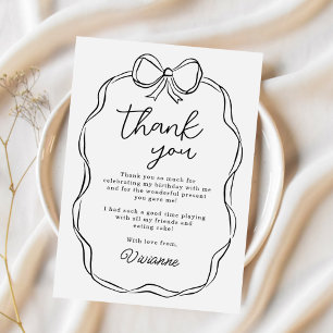 Modern Hand Drawn Bow Black Girl Geburtstag Dankeskarte