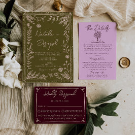 Modern Hand Drawn Grasslands Floral Garden Wedding Einladung