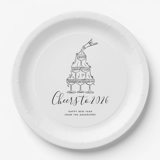 Modern Hand Drawn New Years Eve Party Paper Plate Pappteller (Vorderseite)
