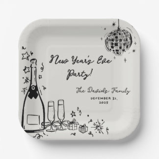 Modern Hand Drawn New Year's Eve Party  Pappteller
