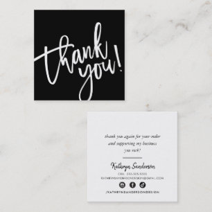 MODERN HAND LETTERED danke Ihnen Schwarz-weißes Sc Quadratische Visitenkarte