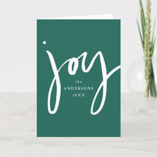 Modern Hand-Lettered Joy Green Non-Photo Feiertagskarte