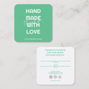 Modern handgefertigt mit Liebe danke Quadratische Visitenkarte