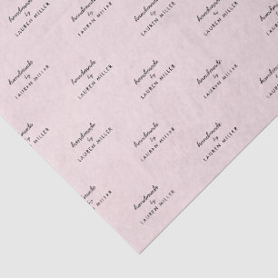 Modern 'Handgefertigt von' rosa und schwarz Seidenpapier