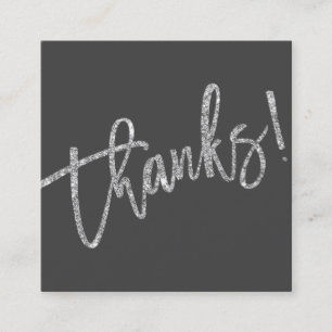 MODERN HANDLETTERED dank silberner Glitzer grau Quadratische Visitenkarte