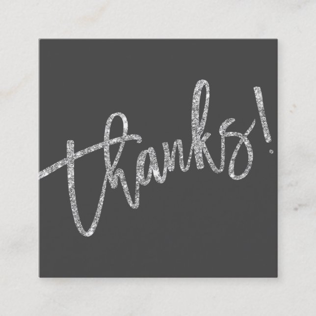 MODERN HANDLETTERED dank silberner Glitzer grau Quadratische Visitenkarte (Vorderseite)
