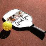 Modern Handlettering World's Best Grandpa Photos Pickleball Schläger<br><div class="desc">Serve up smiles with this heartfelt custom photo collage pickleball paddle for Grandpa — a perfect blend of fun, family, and love! Featuring three of your favorite photos and the message “World's Best Grandpa”, this personalized paddle is a sentimental yet practical gift for the world’s best grandpa. Whether he’s on...</div>