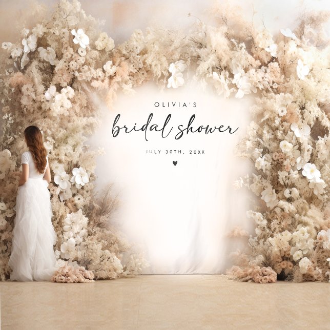 Modern Handwriting Script Bridal Shower Backdrop Wandteppich (Von Creator hochgeladen)