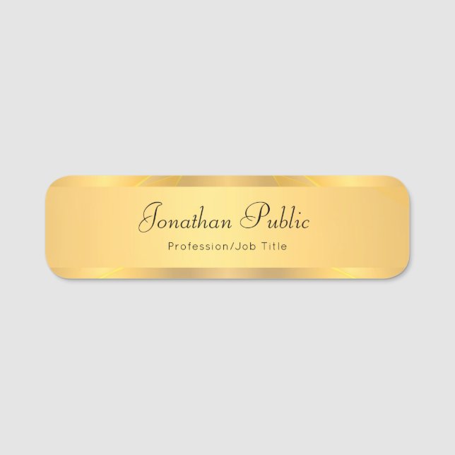 Modern Handwriting Script Glamour Gold Template Namensschild (Vorderseite)