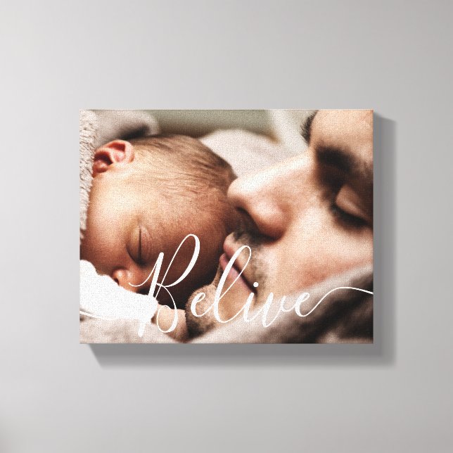 Modern handwritten script Believe Canvas Print Leinwanddruck (Vorderseite)
