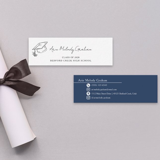 Modern Handwritten Script Graduate Name Card Mini Visitenkarte (Von Creator hochgeladen)