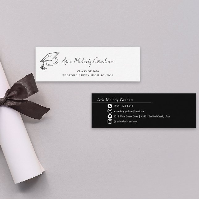 Modern Handwritten Script Graduate Name Card Mini Visitenkarte (Von Creator hochgeladen)