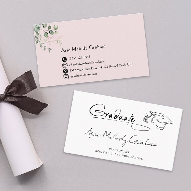 Modern Handwritten Script Graduate Name Card Visitenkarte (Von Creator hochgeladen)
