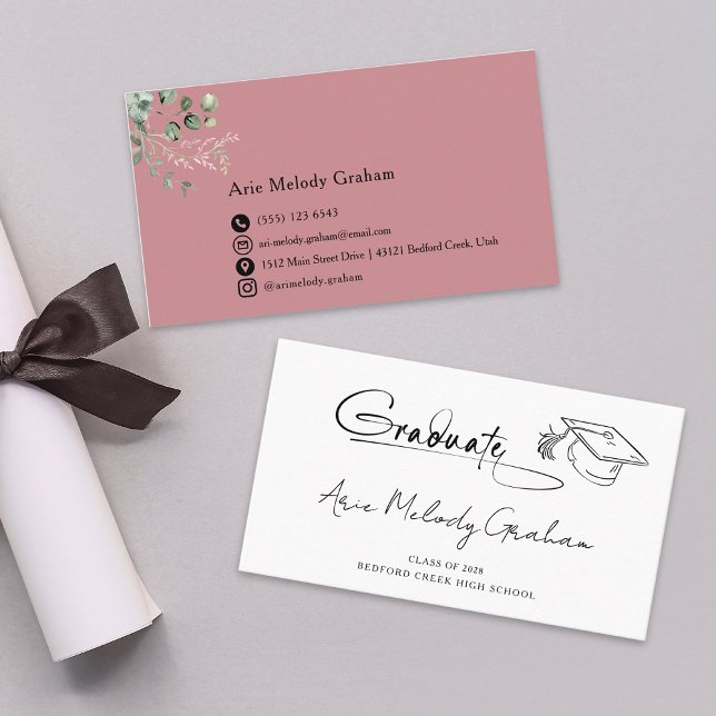 Modern Handwritten Script Graduate Name Card Visitenkarte (Von Creator hochgeladen)