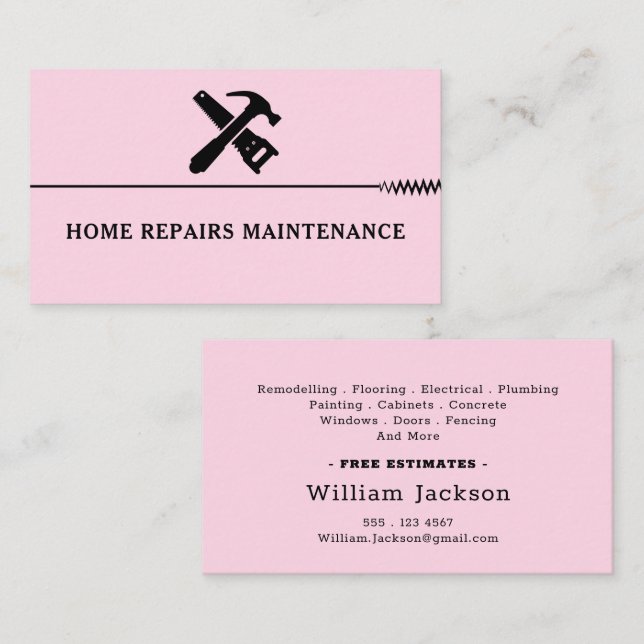 Modern handyman construction custom logo visitenkarte (Vorne/Hinten)