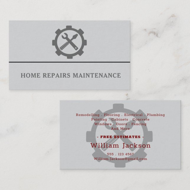 Modern handyman construction custom logo visitenkarte (Vorne/Hinten)