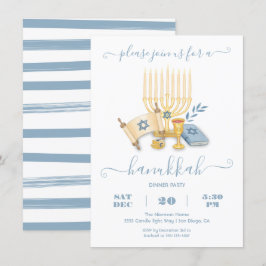 Modern Hanukkah Party watercolor Einladung