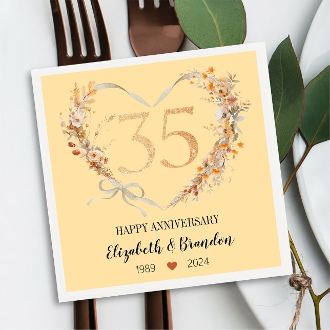 Modern Happy 35-jähriges Jubiläum Hochzeit Napkins Serviette (Von Creator hochgeladen)