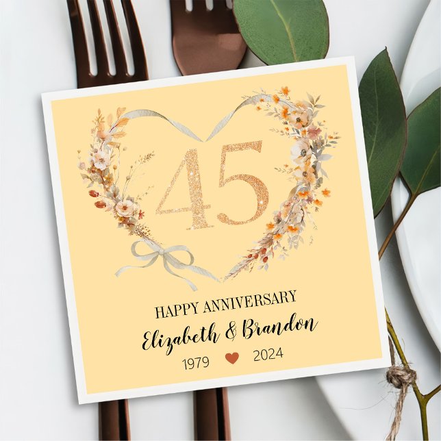 Modern Happy 45 Jahre Jubiläum Hochzeit Napkins Serviette (Von Creator hochgeladen)