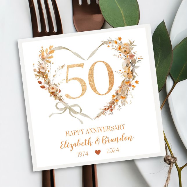 Modern Happy 50 Jahre Jubiläum Hochzeit Napkins Serviette (Von Creator hochgeladen)
