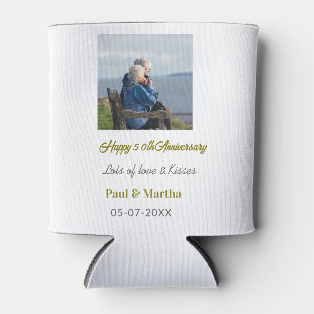Modern happy 50th anniversary add name date photo  dosenkühler (Vorderseite)