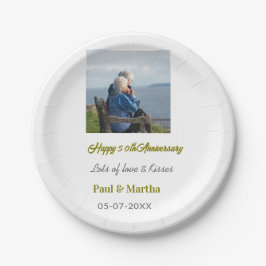 Modern happy 50th anniversary add name date photo  pappteller