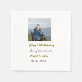 Modern happy 50th anniversary add name date photo  serviette