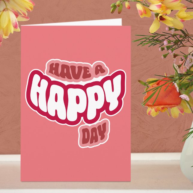 Modern Happy (Birth)Day Text Faltkarte Karte (Greeting Card - Pink)