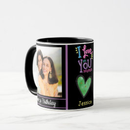 Modern Happy Birthday Foto und Name Tasse