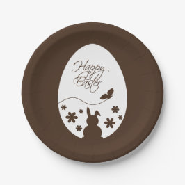 Modern Happy Easter Chocolate Brown Pappteller