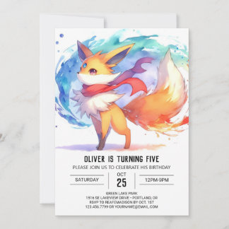 Modern Happy Fox Geburtstag Einladung