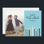 Modern Happy Hanukkah Candles Holiday Foto Card Feiertagskarte<br><div class="desc">Personalisieren Sie den benutzerdefinierten Text oben. Weitere Koordinationsgegenstände finden Sie in unserer Kollektion "Happy Hanukkah Candles".</div>