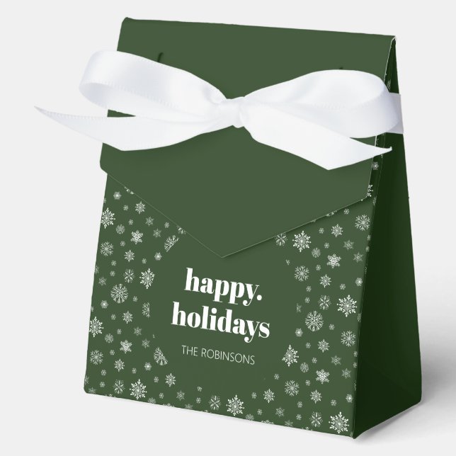 Modern Happy Holiday Green Snowflake Pattern Geschenkschachtel (Vorderseite)