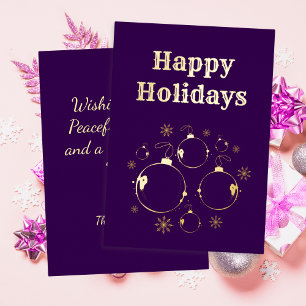 Modern Happy Holidays Bold Lila Gold Folien Feiertagskarte
