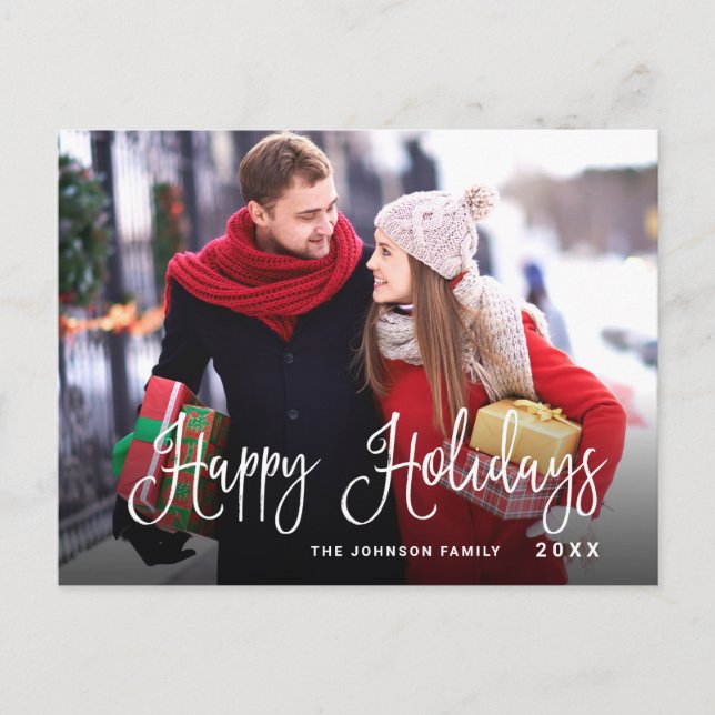 Modern Happy Holidays FOTO Weihnachtskarte Postkarte (Vorderseite)