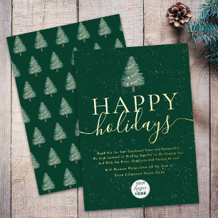 Modern Happy Holidays Geschäft-Logo Grün & Gold Folien Feiertagskarte