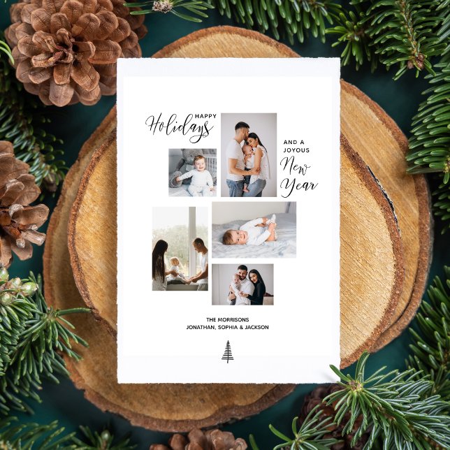 Modern Happy Holidays Neujahr FotoCollage Feiertagskarte (Von Creator hochgeladen)