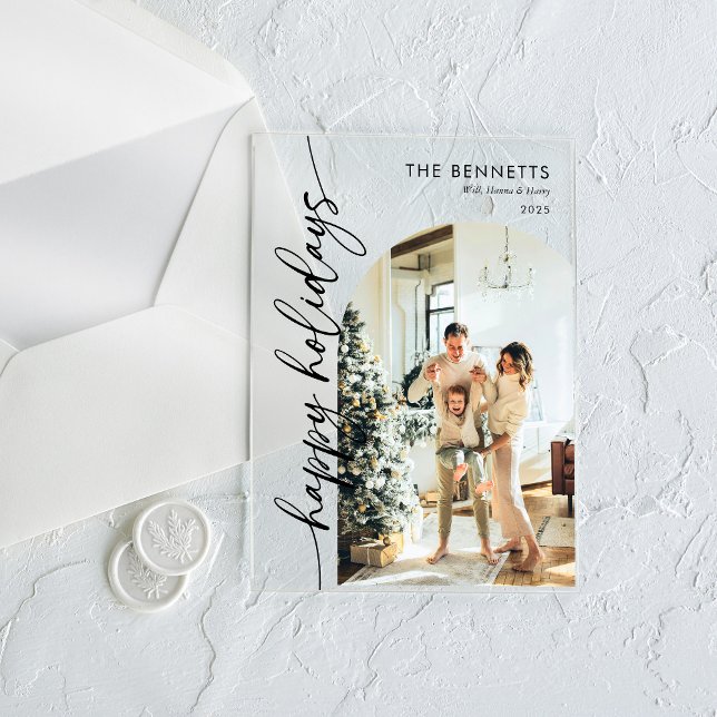 Modern Happy Holidays Photo Holiday Card Acryleinladungen (Von Creator hochgeladen)